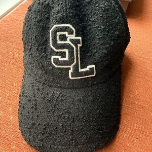 Saint Laurent Black Quilted Baseball Cap with Logo Label
